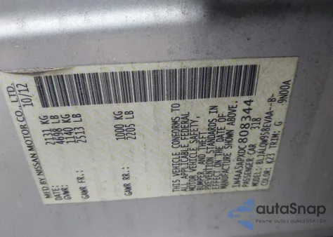 2013 Nissan Maxima 3.5 S from USA, damaged, VIN 1N4AA5APXDC808344